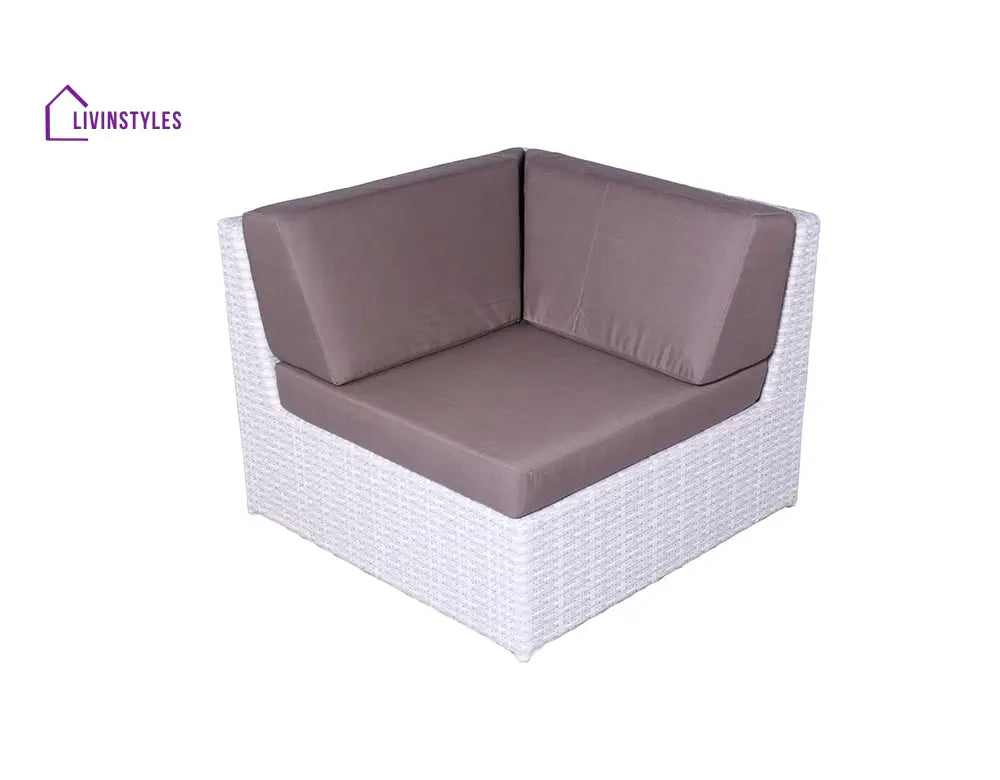 Ferri Outdoor Patio Sofa Set 6 Chairs 1 Footstool 1 Side table and 1 Center Table (Off White) - Sofa Sets