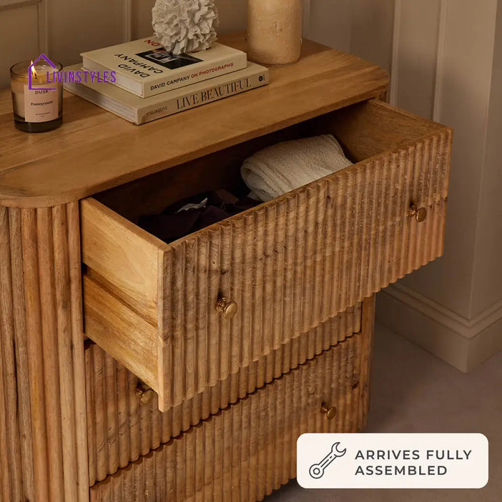 Fidel Mango Wood 3 Drawer Chest - Natural Chest of Drawers
