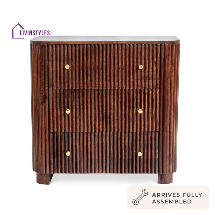 Fidel Mango Wood 3 Drawer Chest - Walnut Chest of Drawers