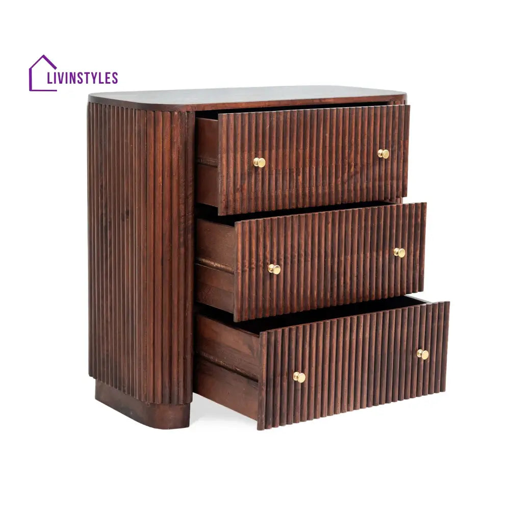 Fidel Mango Wood 3 Drawer Chest - Walnut Chest of Drawers
