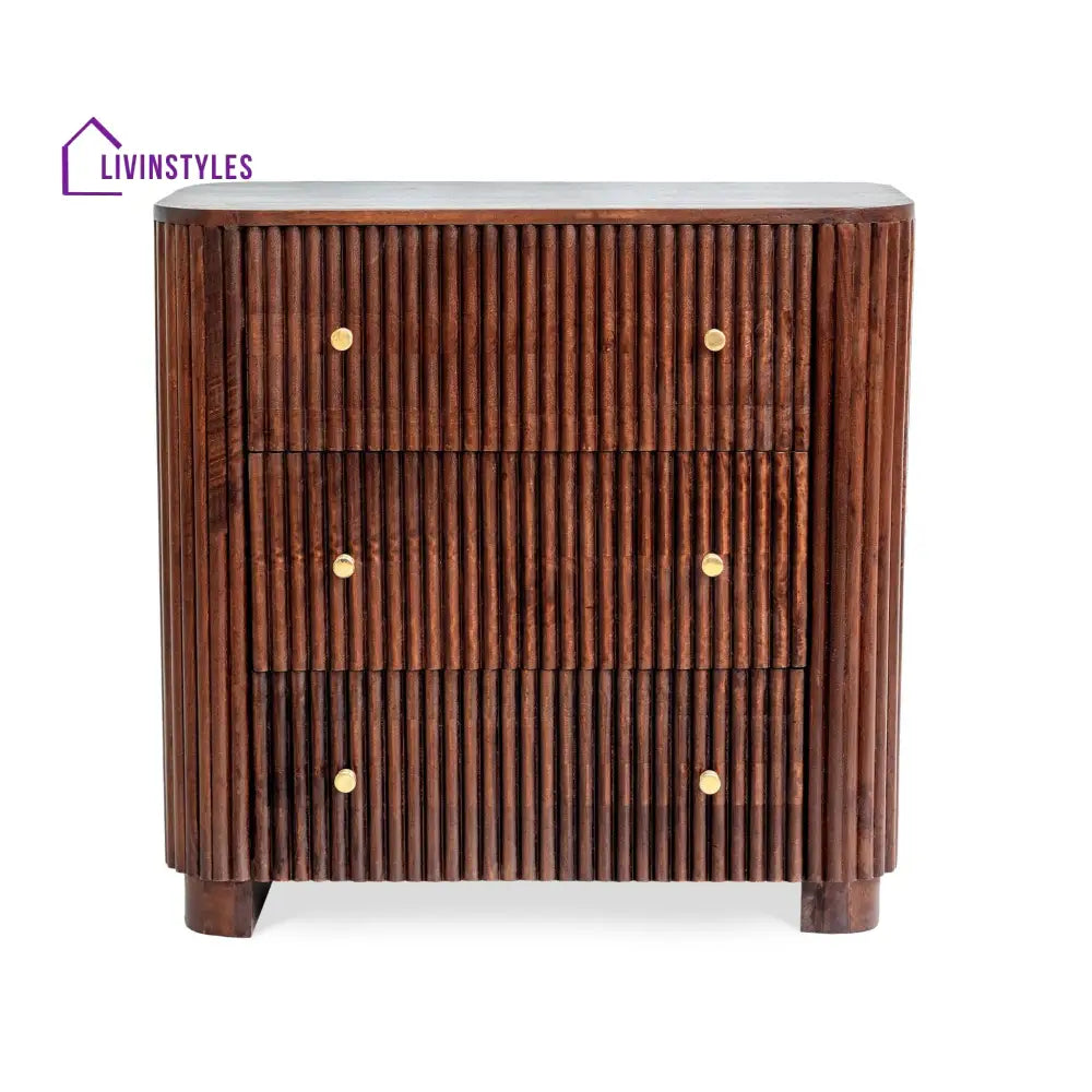 Fidel Mango Wood 3 Drawer Chest - Walnut Chest of Drawers