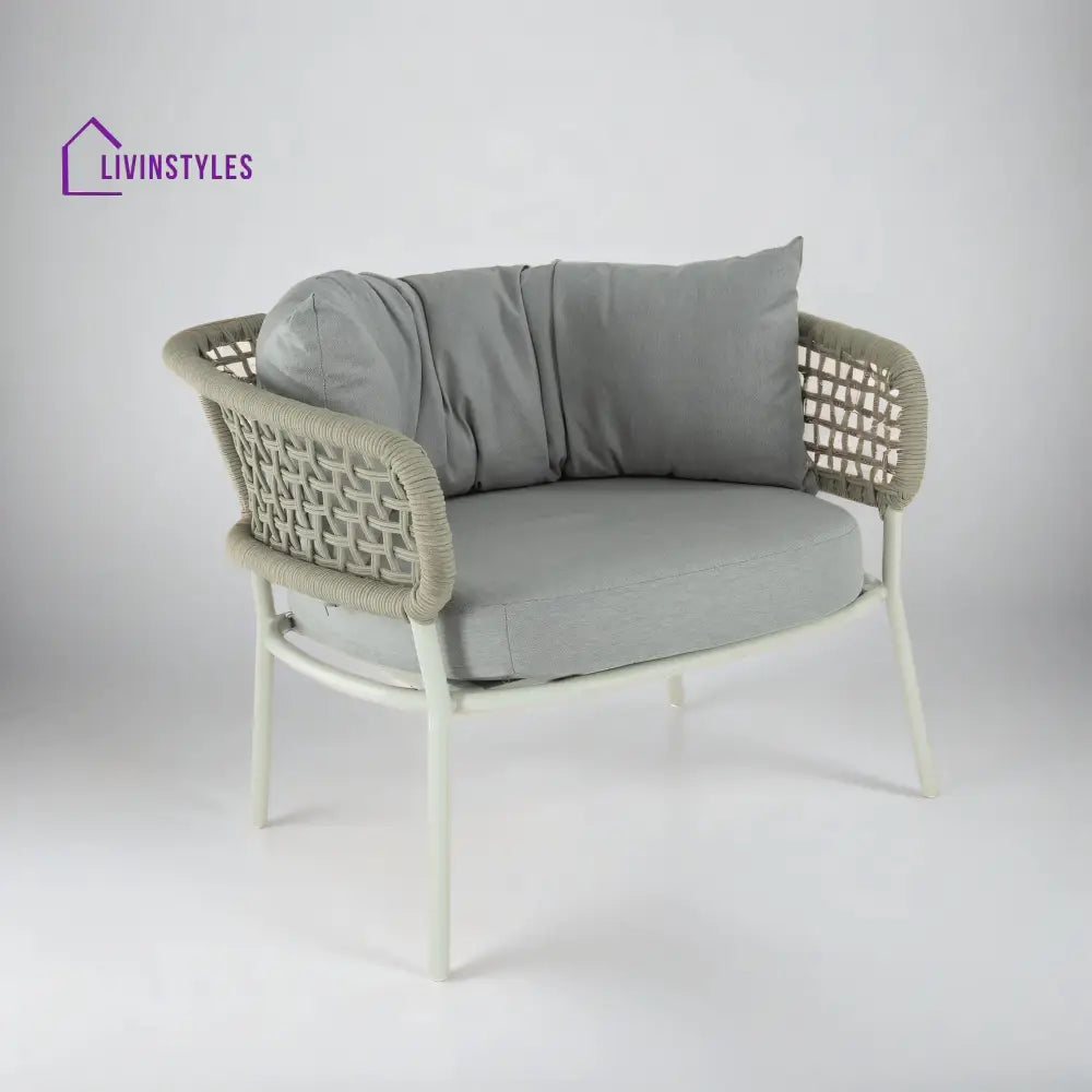 Fidel Outdoor Patio Seating Set 2 Chairs and 1 Table Set (Grey) Braided & Rope - Coffee Table Sets