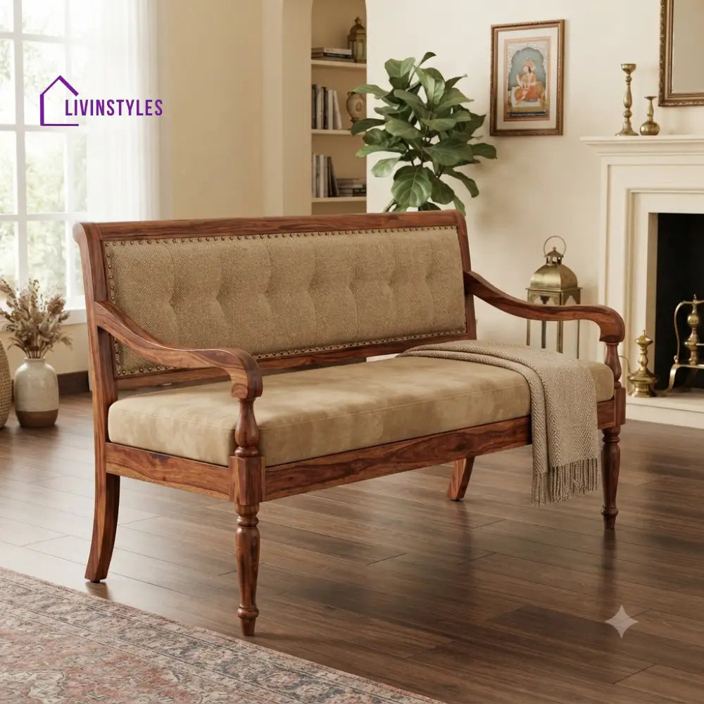 Fidora Wooden Bench for Living Room | Bedroom | Extra Seating