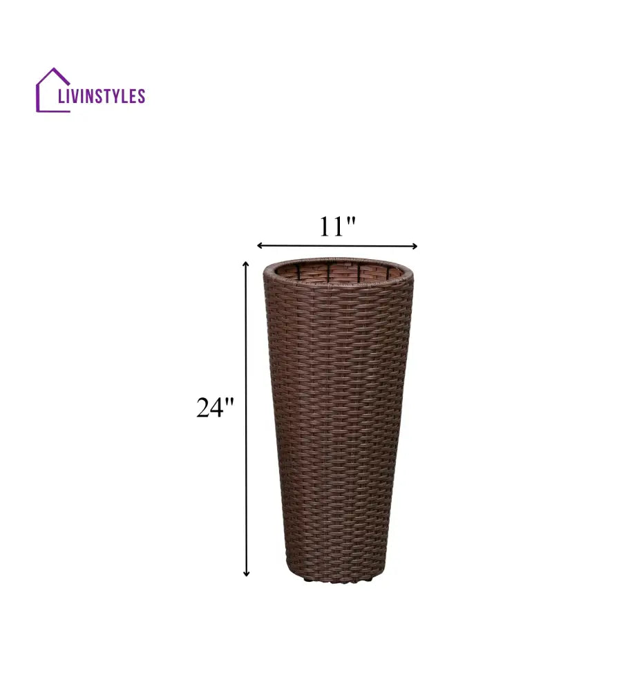 Fifi Outdoor Wicker Planters For Garden Balcony (Brown) Set of 2 - Planter