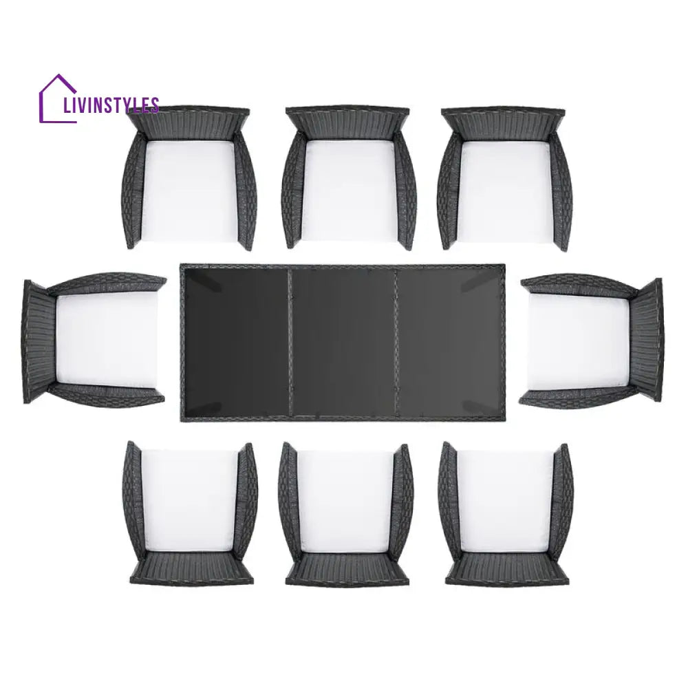 Filiberto Outdoor Patio Dining Set 8 Chairs and 1 Table (Black) - Dining sets