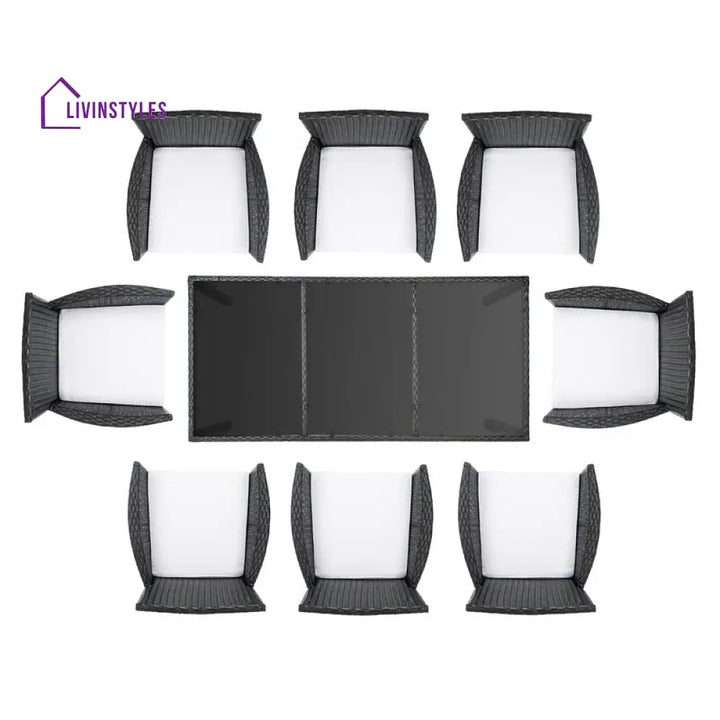 Filiberto Outdoor Patio Dining Set 8 Chairs and 1 Table (Black) - Dining sets