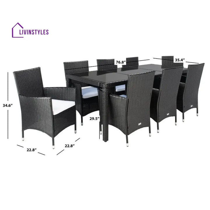Filiberto Outdoor Patio Dining Set 8 Chairs and 1 Table (Black) - Dining sets