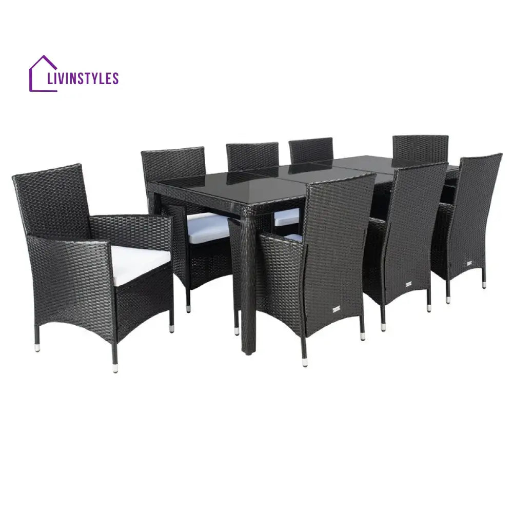 Filiberto Outdoor Patio Dining Set 8 Chairs and 1 Table (Black) - Dining sets