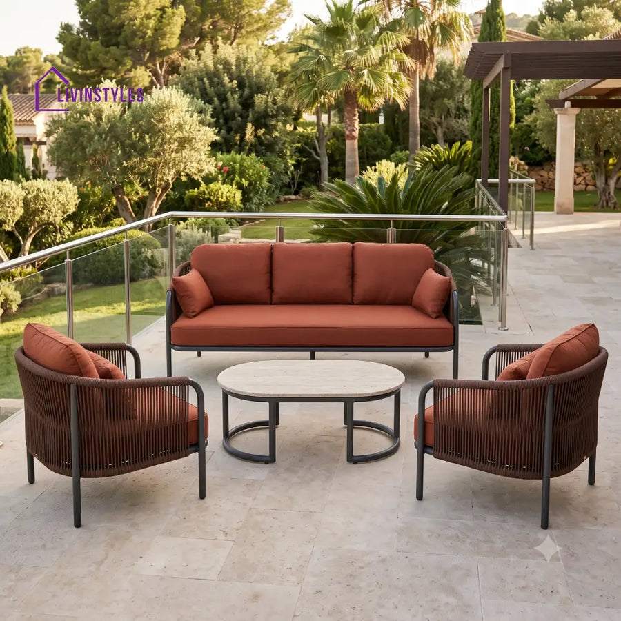 Filip Premium MS Frame with Powder Coated Outdoor Sofa Set with Weather Proof Fabric