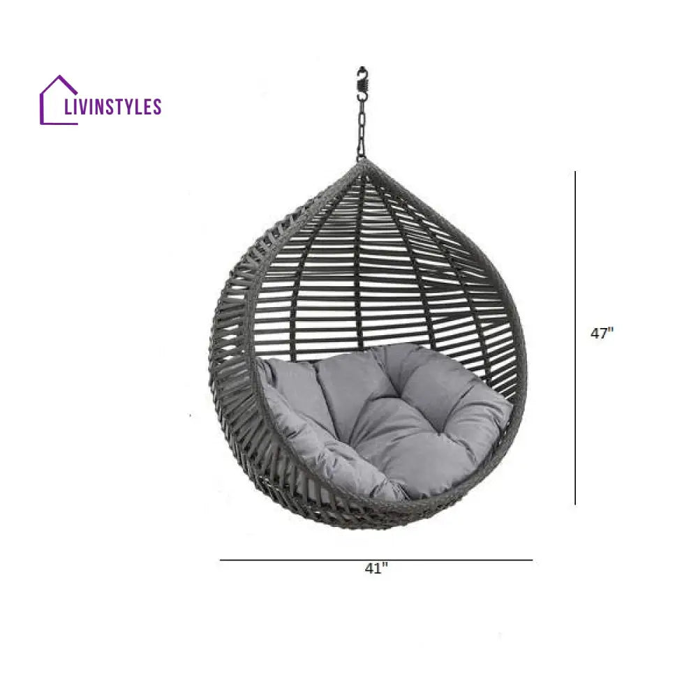 Fillipo Single Seater Hanging Swing Without Stand For Balcony Garden Swing (Black) - Swings