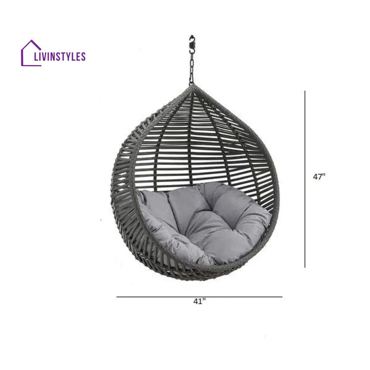 Fillipo Single Seater Hanging Swing Without Stand For Balcony Garden Swing (Black) - Swings
