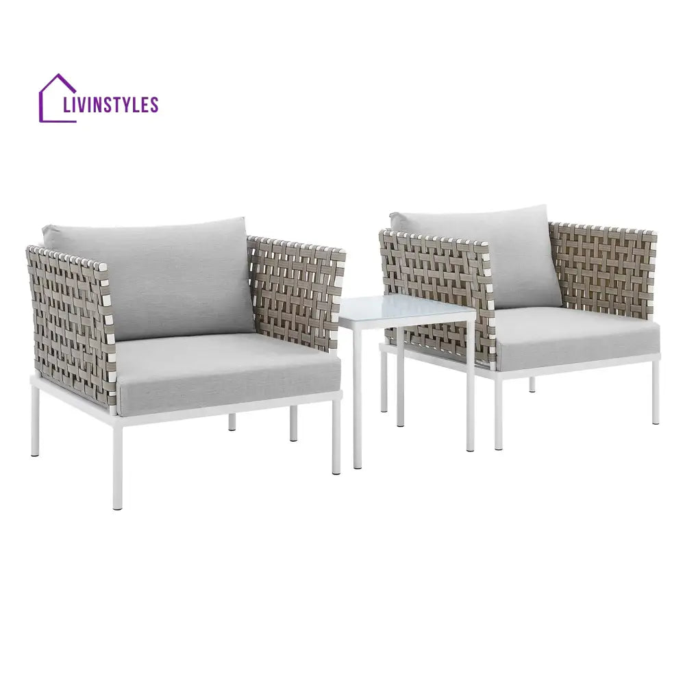 Finds Outdoor Patio Seating Set 2 Chairs and 1 Table Set (White) Braided & Rope - Coffee Table Sets