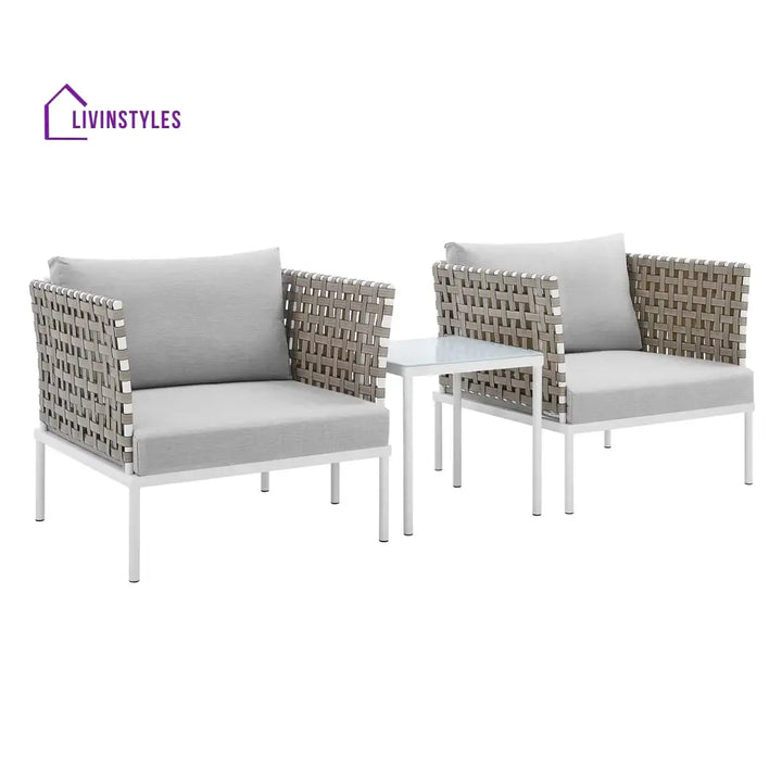 Finds Outdoor Patio Seating Set 2 Chairs and 1 Table Set (White) Braided & Rope - Coffee Table Sets