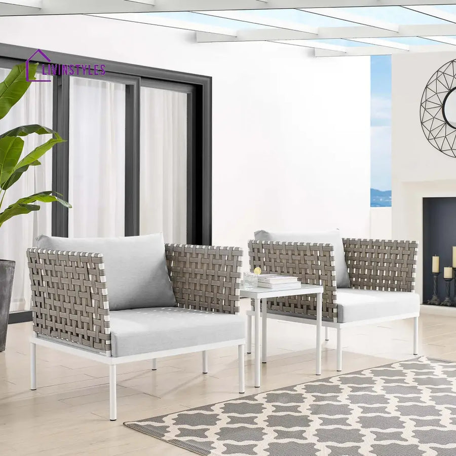 Finds Outdoor Patio Seating Set 2 Chairs and 1 Table Set (White) Braided & Rope - Coffee Table Sets
