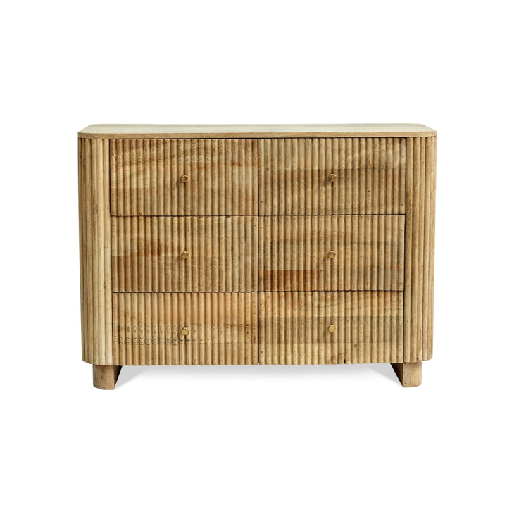 Faustino Mango Wood 6 Drawer Chest - Natural Chest of Drawers