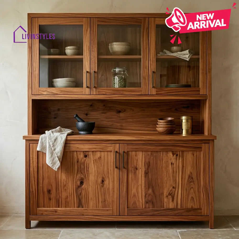 Finn Classic Kitchen Cabinet with Glass (Honey Finish)