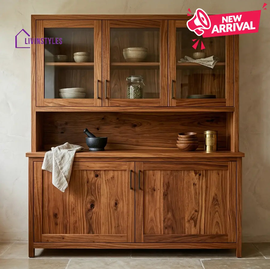 Finn Classic Kitchen Cabinet with Glass (Honey Finish)