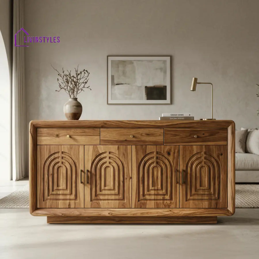 Finn Sheesham Wood Cabinet and Sideboard (Honey Finish)