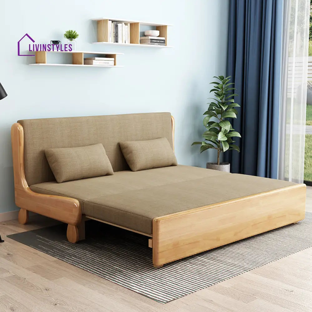 Solid Wood Pull Out Sofa Bed 142cm/56inch / Natural SOFA BED
