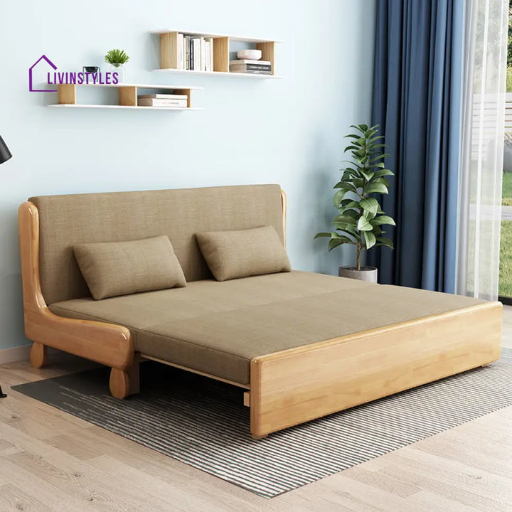 Solid Wood Pull Out Sofa Bed 142cm/56inch / Natural SOFA BED