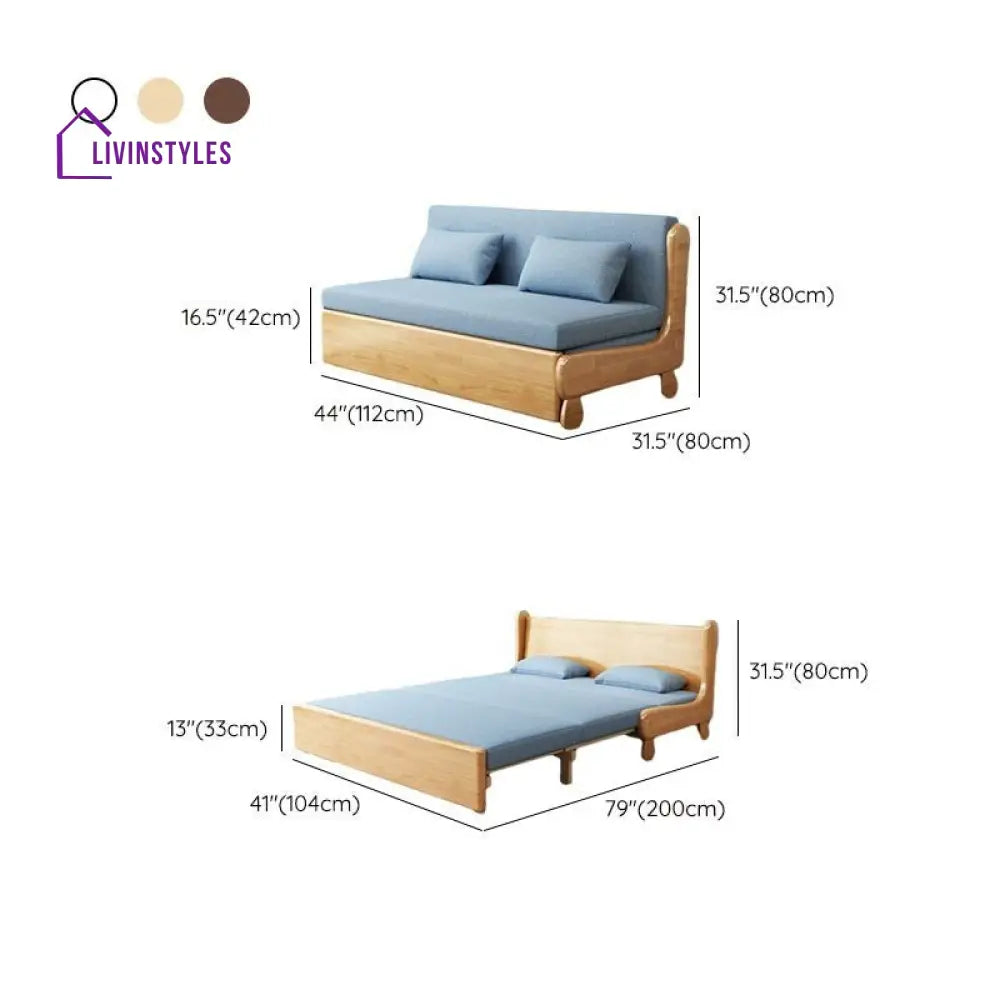 Finn Solid Wood Pull Out Sofa Come Bed & Premium Upholstery - SOFA BED