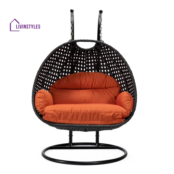 Fino Double Seater Hanging Swing With Stand For Balcony Garden Swing (Dark Grey) - Swings