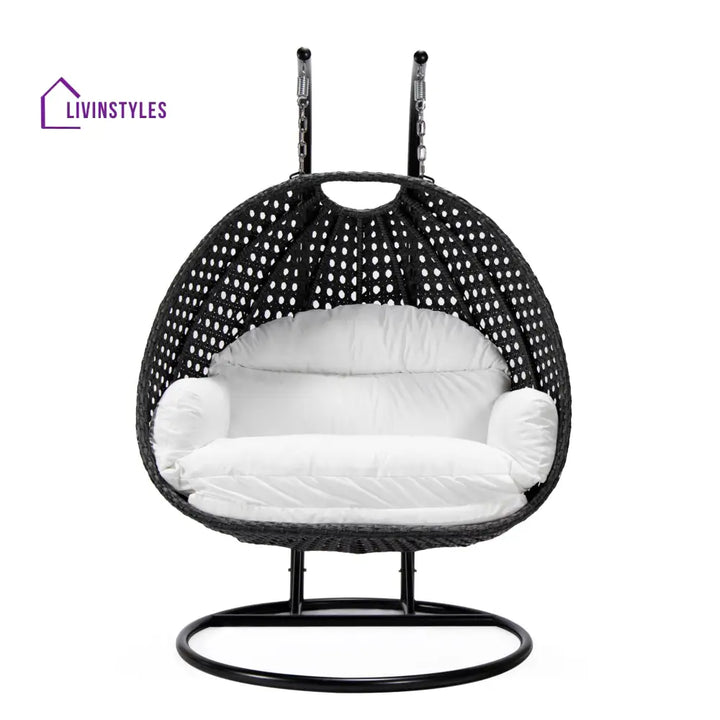 Fino Double Seater Hanging Swing With Stand For Balcony Garden Swing (Dark Grey) - Swings