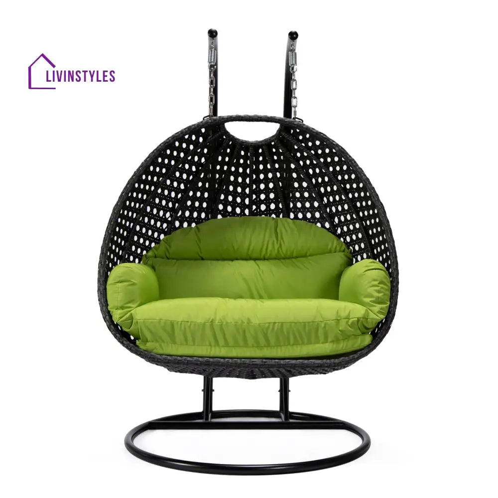 Fino Double Seater Hanging Swing With Stand For Balcony Garden Swing (Dark Grey) - Swings