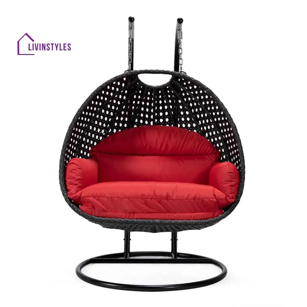 Fino Double Seater Hanging Swing With Stand For Balcony Garden Swing (Dark Grey) - Swings