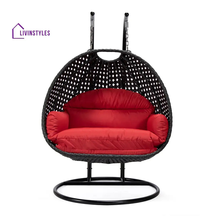 Fino Double Seater Hanging Swing With Stand For Balcony Garden Swing (Dark Grey) - Swings