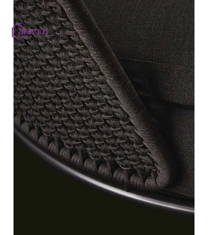 Fiore Outdoor Poolside Sunbed With Cushion Daybed (Black) Braided & Rope - Sunbed