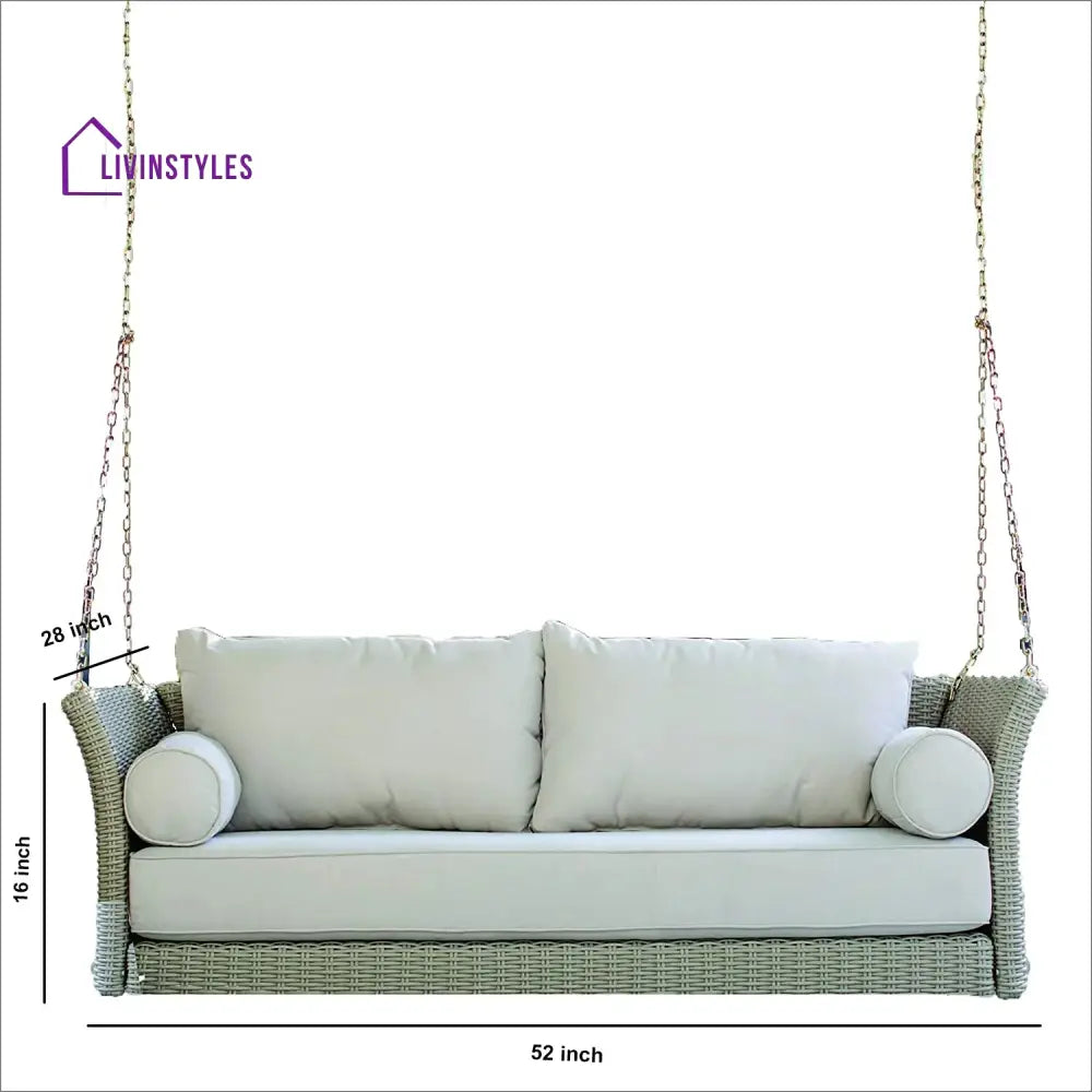 Fiorentini Double Seater Hanging Swing Without Stand For Balcony Garden Swing (Beige) - Swings