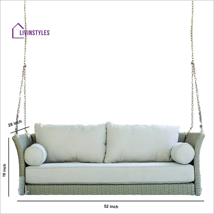 Fiorentini Double Seater Hanging Swing Without Stand For Balcony Garden Swing (Beige) - Swings
