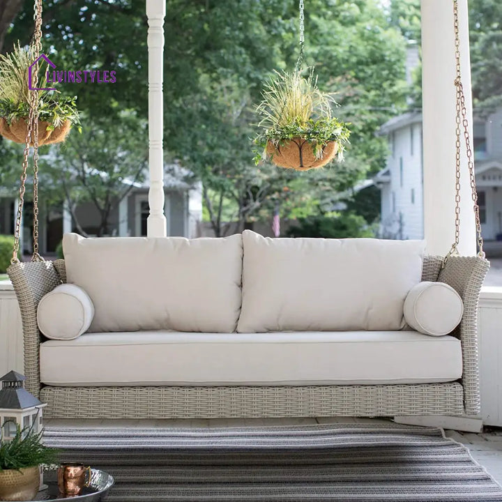 Fiorentini Double Seater Hanging Swing Without Stand For Balcony Garden Swing (Beige) - Swings