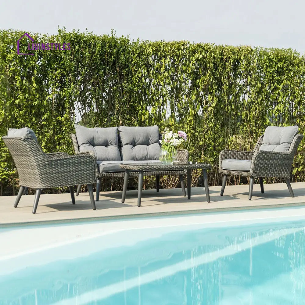 Fiorentino Outdoor Sofa Set 2 Seater 2 Single seater and 1 Center Table (Grey) - Sofa Sets