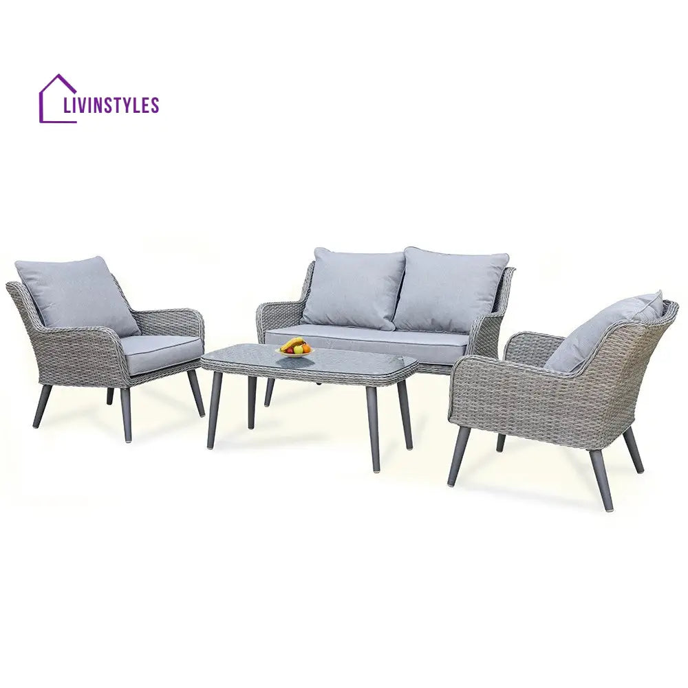 Fiorentino Outdoor Sofa Set 2 Seater 2 Single seater and 1 Center Table (Grey) - Sofa Sets