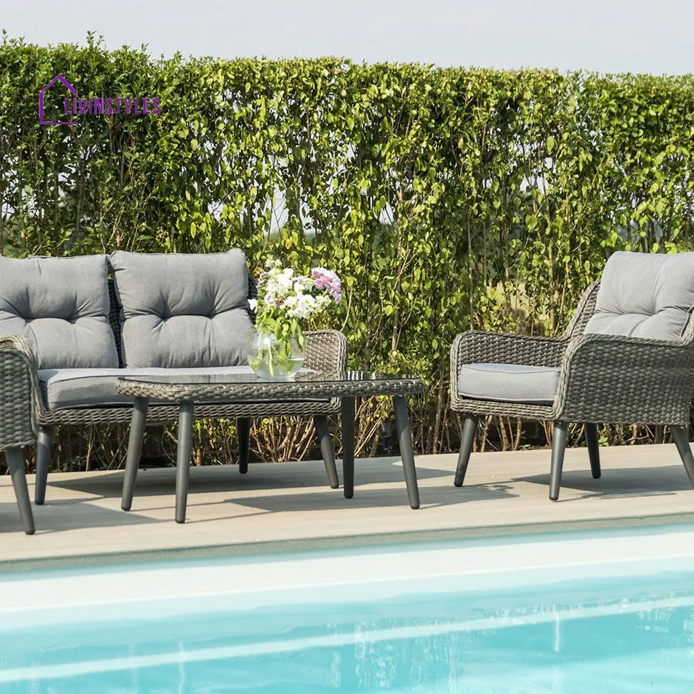 Fiorentino Outdoor Sofa Set 2 Seater 2 Single seater and 1 Center Table (Grey) - Sofa Sets