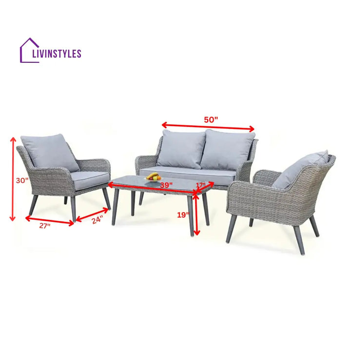 Fiorentino Outdoor Sofa Set 2 Seater 2 Single seater and 1 Center Table (Grey) - Sofa Sets