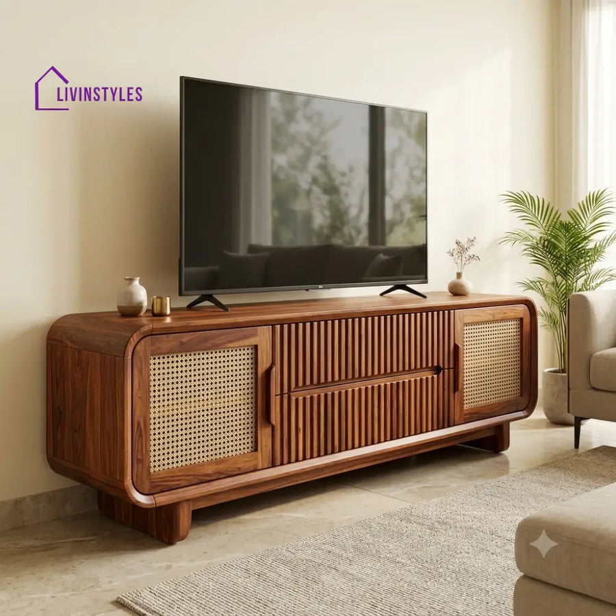 Flavie Solid Sheesham Wood Tv Unit for Living Room | Tv Cabinet | Tv Console Unit