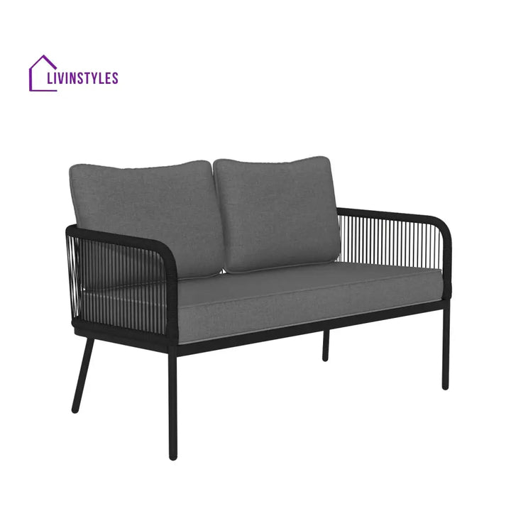 Fletcher Outdoor Garden Balcony Sofa Set 2 Seater 2 Single seater and 1 Center Table Set Braid & Rope (Dark Grey)