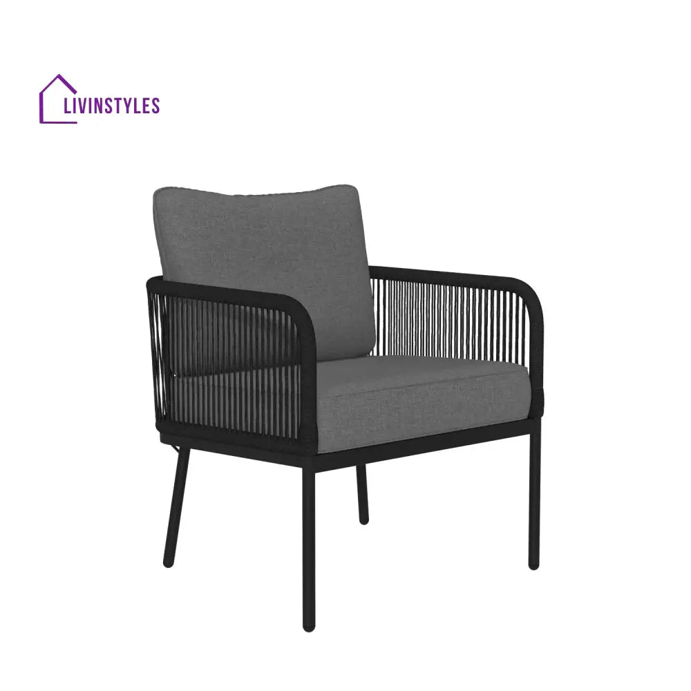 Fletcher Outdoor Garden Balcony Sofa Set 2 Seater 2 Single seater and 1 Center Table Set Braid & Rope (Dark Grey)