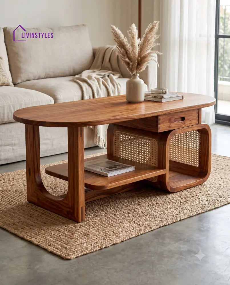 Fleur Wooden Coffee Table for Living Room | Tea Table | Teapoy | Center table