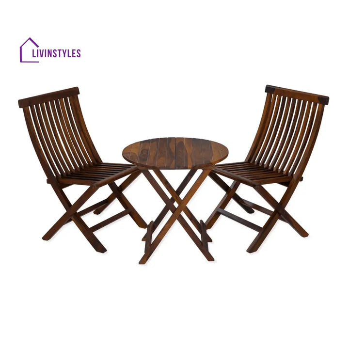 Flexura Solid Wood 2 Seater Folding Dining Table And Chairs Set