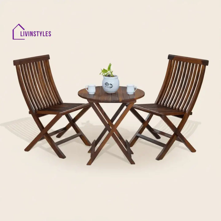 Flexura Solid Wood 2 Seater Folding Dining Table And Chairs Set