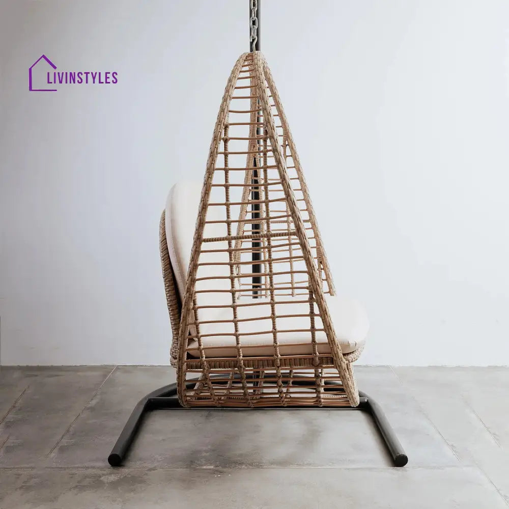 Floom Single Seater Hanging Swing With Stand For Balcony Garden Swing (Tan) - Swings