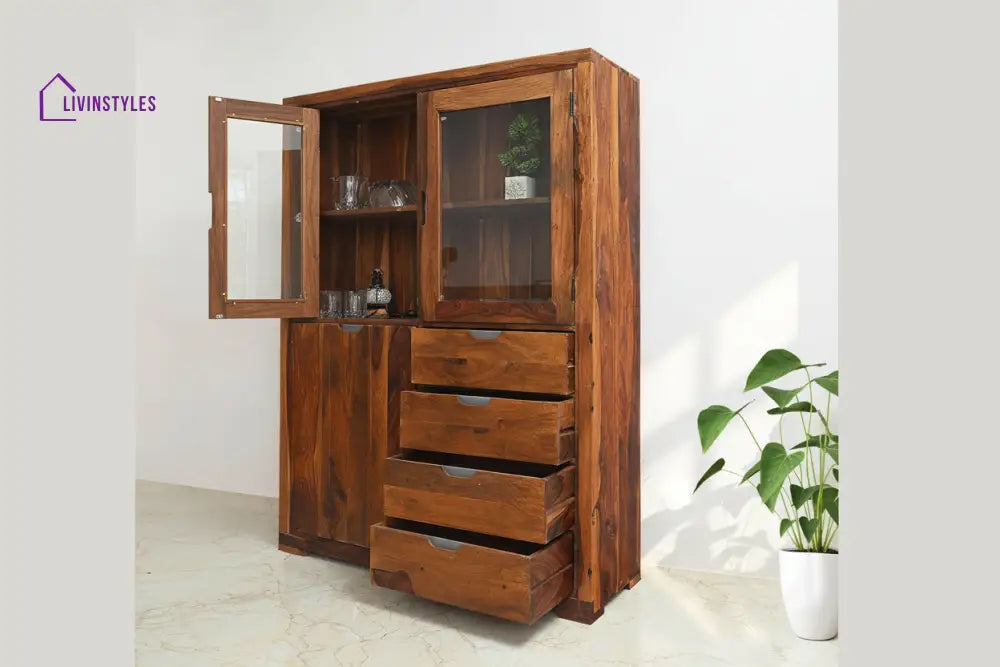 Flor Sheesham Wood Crockery Unit Cabinet
