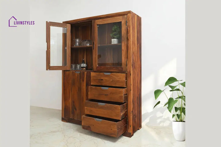 Flor Sheesham Wood Crockery Unit Cabinet