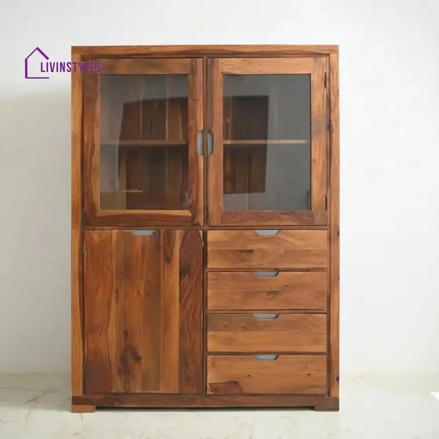 Flor Sheesham Wood Crockery Unit Honey Cabinet