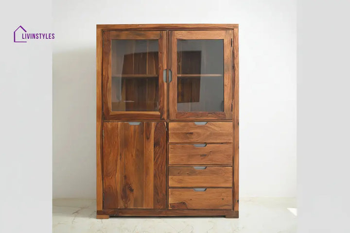 Flor Sheesham Wood Crockery Unit Honey Cabinet