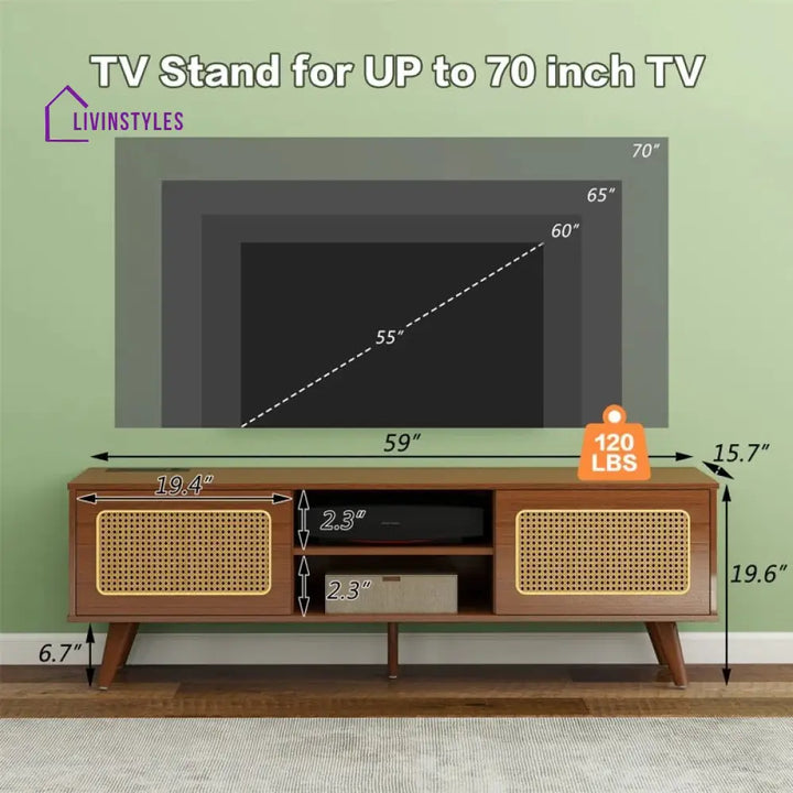 Flora Wooden Finish Tv Unit Stand for Living Room